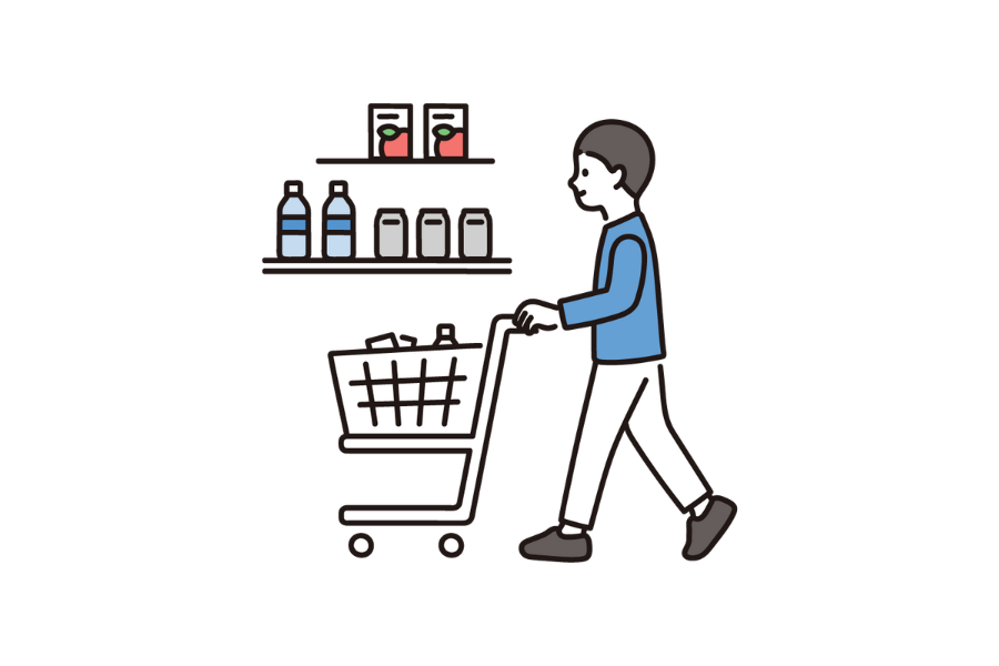 買い物をしている男性の画像