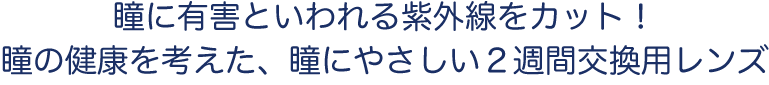 瞳に有害といわれる紫外線をカット！瞳の健康を考えた、瞳にやさしい２週間交換用レンズ